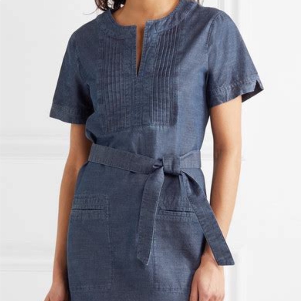 NWT A.P.C. Denim SS Dress With Waist Tie. Size 36.